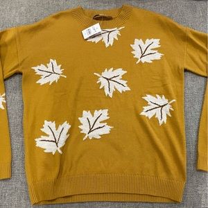 LOFT Leafed Sweater - Mustard gold, XS, NWT